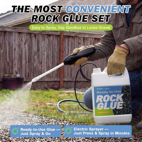 Teexpert Ready-to-Use Rock Glue for Landscaping with Electric Sprayer, 1 Gallon Gravel Glue for Landscaping for Pea Gravel, River Rock & Stone for Outdoor Landscape, Walkways, Patios, & Driveways in Kuwait