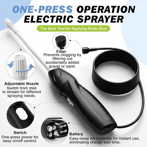 Teexpert Ready-to-Use Rock Glue for Landscaping with Electric Sprayer, 1 Gallon Gravel Glue for Landscaping for Pea Gravel, River Rock & Stone for Outdoor Landscape, Walkways, Patios, & Driveways in Kuwait