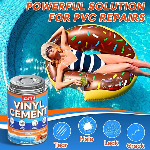 أسمنت فينيل EPN، غراء فينيل عالي القوة، مجموعة إصلاح بطانة حوض السباحة المقاومة للماء للمواد القابلة للنفخ، مرتبة هوائية، حلقة سباحة، خيمة، منزل ترتد، ألعاب قابلة للنفخ، قوارب الكاياك (6 أونصة) in Kuwait