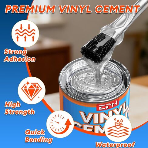 أسمنت فينيل EPN، غراء فينيل عالي القوة، مجموعة إصلاح بطانة حوض السباحة المقاومة للماء للمواد القابلة للنفخ، مرتبة هوائية، حلقة سباحة، خيمة، منزل ترتد، ألعاب قابلة للنفخ، قوارب الكاياك (6 أونصة) in Kuwait