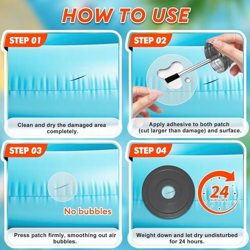 أسمنت فينيل EPN، غراء فينيل عالي القوة، مجموعة إصلاح بطانة حوض السباحة المقاومة للماء للمواد القابلة للنفخ، مرتبة هوائية، حلقة سباحة، خيمة، منزل ترتد، ألعاب قابلة للنفخ، قوارب الكاياك (6 أونصة) in Kuwait