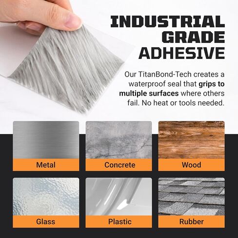 شريط مانع للتسرب مقاوم للماء من TITANPATCH PRO - أبيض 4 بوصة × 10 بوصة - يمنع التسربات بسرعة ويبقى مغلقًا لمدة تزيد عن 15 عامًا - يلتصق بالمركبات الترفيهية والأسقف وحمامات السباحة والقوارب والمزاريب - مصمم للطقس القاسي (-40 درجة فهرنهايت إلى 190 درجة فهرن in Kuwait