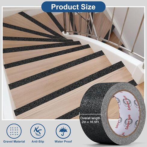 Anti Slip Tape 2 Inch x 16.5 Ft, Non Slip Waterproof Safety Grip Adhesive Traction Tape for Steps, Stair Treads and Ramps, Indoor & Outdoor Use in Saudi Arabia
