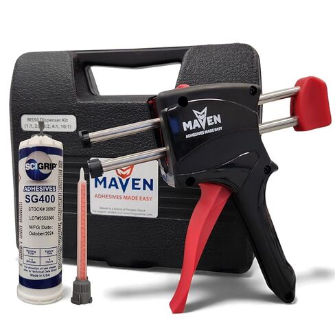 Maven Adhesive Kits (SG400-LSE) Polyolefin & Soft Plastics Bonder for Low Surface Energy Materials MMA Methacrylate Adhesive (Cartridge + Dispenser, 50ML) in Saudi Arabia
