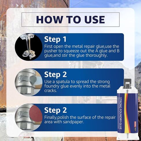 غراء مسبك قوي لإصلاح المعادن، لاصق إصلاح صب مقاوم لدرجات الحرارة العالية، غراء إصلاح المعادن، حشو لحام سائل للعيوب المعدنية والإصلاحات قطعتان in Kuwait