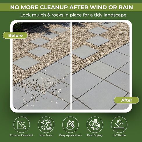 Mulch and Rock Glue for Landscaping - Cover Upto 200 sqft - 0.5 Gallon Mulch Glue for Rocks Outdoor Landscaping, Rock Glue for Pea Gravel, Fast-Drying Gravel Glue, Non-Toxic Gravel Binder in Saudi Arabia