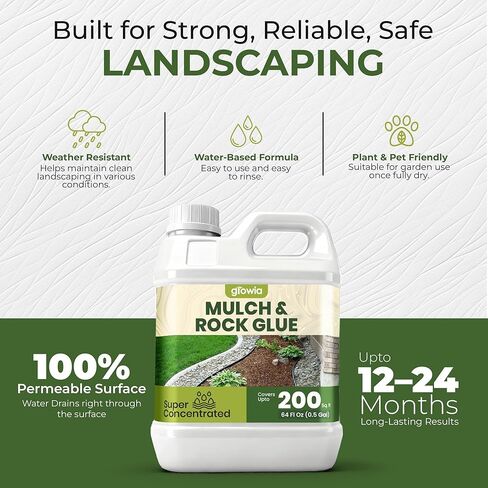 Mulch and Rock Glue for Landscaping - Cover Upto 200 sqft - 0.5 Gallon Mulch Glue for Rocks Outdoor Landscaping, Rock Glue for Pea Gravel, Fast-Drying Gravel Glue, Non-Toxic Gravel Binder in Saudi Arabia