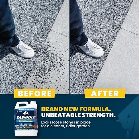 صمغ الصخور من إيزي هولد - رابط الحصى لحصى البازلاء والأحجار. غراء نشارة طويل الأمد للمناظر الطبيعية - قفل حصى غير سام وجاهز للاستخدام للمسارات والباحات وحدود الحدائق (1 جالون) in Kuwait