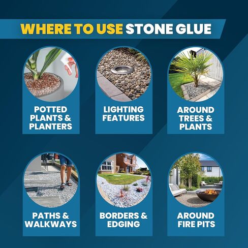 صمغ الصخور من إيزي هولد - رابط الحصى لحصى البازلاء والأحجار. غراء نشارة طويل الأمد للمناظر الطبيعية - قفل حصى غير سام وجاهز للاستخدام للمسارات والباحات وحدود الحدائق (1 جالون) in Kuwait