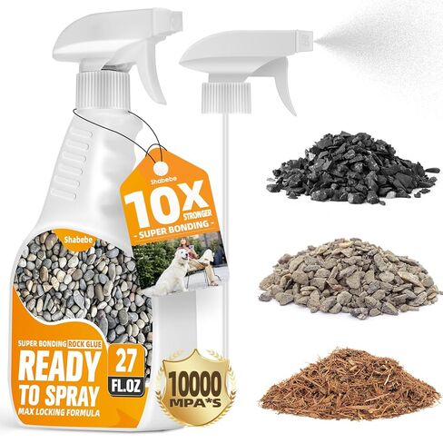 غراء صخري للمناظر الطبيعية مع بخاخ 27 أونصة، غلاف نشارة وحصى جاهز للاستخدام، سريع الجفاف بدون تخفيف، غراء صخري مقاوم للطقس لأسرة الحديقة، حصى البازلاء والحجر الصغير in Kuwait