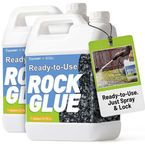Teexpert Rock Glue for Landscaping: 1 Gallon New 2026 Formula Ready-to-Use Gravel Glue for Pea Gravel, Stones, Pebbles, River Rock – Strong Adhesion for Outdoor Landscape, Driveways Edge, Patio, Yard in Kuwait