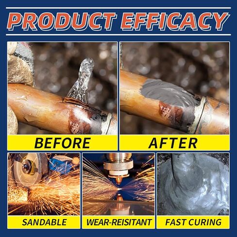 Strong Foundry Industrial Epoxy Resin Glue, Fast Curing Adhesive Kit with 2 Tubes, Sandable Wear-Resistant Repair Compound for Metal Pipes, Includes Mixing Tools in Saudi Arabia
