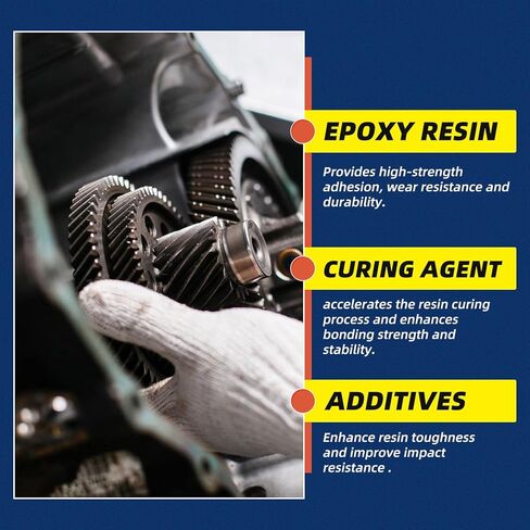 Strong Foundry Industrial Epoxy Resin Glue, Fast Curing Adhesive Kit with 2 Tubes, Sandable Wear-Resistant Repair Compound for Metal Pipes, Includes Mixing Tools in Saudi Arabia