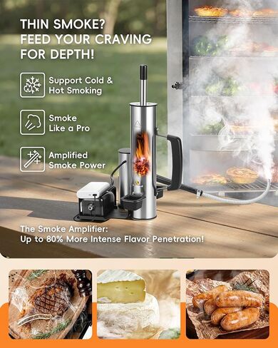 Cold Smoke Generator for Any Grill - 304 Stainless Steel Smoker Tube, Double Tube to Cut Tar for Non-Greasy Taste, Anti-Scald Handle, Camping/Backyard BBQ, Savor Rich Clean Flavor Easily in Kuwait