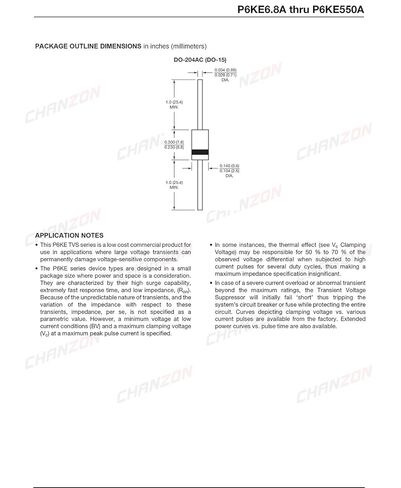 (Pack of 50 Pieces) Chanzon TVS Diodes P6KE24A P6KE24 600W 24V DO-15 (DO-204AC) Axial Unidirectional Channel 600 Watt 24 Volt in Kuwait