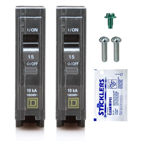 Genuine Square D QO120 QO 20 Amp Circuit Breaker Kit (2 Pack), Single Pole, 20A, 120V, 10kAIC, Plug-in for QO Load Centers & Panel Box, Visi-Trip, New Replacement in Kuwait