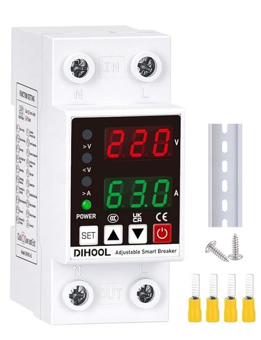 DIHOOL Smart Circuit Breaker with Adjustable Voltage Protection, 70-200V Low and 140-300V High Cutoff, 1-63A Overcurrent Protector, AC Disconnect Switch, DIN Rail Mount in Saudi Arabia