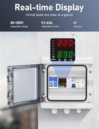 DIHOOL Smart Circuit Breaker with Adjustable Voltage Protection, 70-200V Low and 140-300V High Cutoff, 1-63A Overcurrent Protector, AC Disconnect Switch, DIN Rail Mount in Saudi Arabia