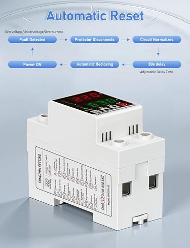 DIHOOL Smart Circuit Breaker with Adjustable Voltage Protection, 70-200V Low and 140-300V High Cutoff, 1-63A Overcurrent Protector, AC Disconnect Switch, DIN Rail Mount in Saudi Arabia