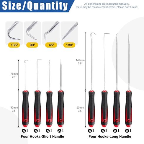 Glarks 834Pcs Metric & SAE O-Rings Assortment Kit Including 407Pcs SAE Rubber O-Rings, 419Pcs Metric O-Rings, 8Pcs Long and Short Picks and Hooks and 1pc Tool Bag for Plumbing, Gas, Automotive Repair in Saudi Arabia