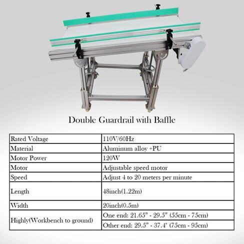 PU Inclined Wall Conveyor Belt 48inch Length 20inch Width Aluminum Conveyor Machine Industrial Transport Conveyor 110V in Saudi Arabia