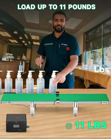 Belt Conveyor 39 inch Conveyor with Sensor, Multi Operation Program, Desktop Version Step-Less Speed Adjustment PVC Belt Conveyor for Packaging Factory, Production Line, Home in Kuwait