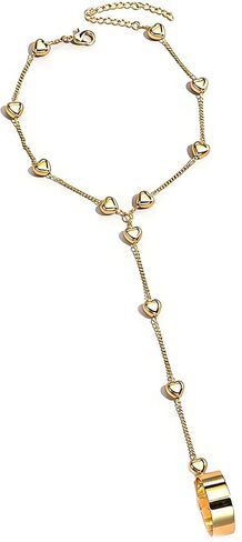 Ring Bracelet Hand Chain Bracelet for Women Adjustable Rhinestone Finger Ring Hand Chain Simple Hand Chain Finger Chain Bracelets Jewelry in Kuwait