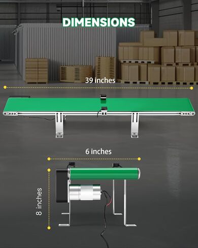 Belt Conveyor 39 inch Conveyor with Sensor, Multi Operation Program, Desktop Version Step-Less Speed Adjustment PVC Belt Conveyor for Packaging Factory, Production Line, Home in Kuwait