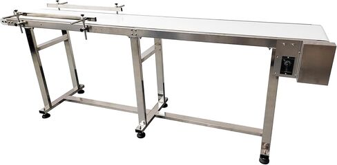 TECHTONGDA PU Flat Conveyor Belt System Stainless Steel Frames Double Guardrails for Industrial Transport Conveyor Length 82.7inch Belt Width 11.8inch in Kuwait