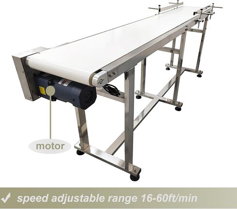 TECHTONGDA PU Flat Conveyor Belt System Stainless Steel Frames Double Guardrails for Industrial Transport Conveyor Length 82.7inch Belt Width 11.8inch in Kuwait