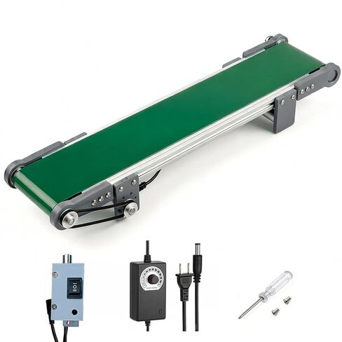 20 inch Electric Desktop Conveyor Belt 10x50CM, 0-167RPM with Forward and Reverse Switch Stepless Speed Adjustment PVC Belt Conveyor for Friction Experiment Model, Production Line, Home DIY in Saudi Arabia