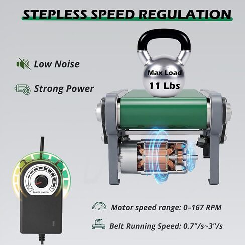 20 inch Electric Desktop Conveyor Belt 10x50CM, 0-167RPM with Forward and Reverse Switch Stepless Speed Adjustment PVC Belt Conveyor for Friction Experiment Model, Production Line, Home DIY in Saudi Arabia