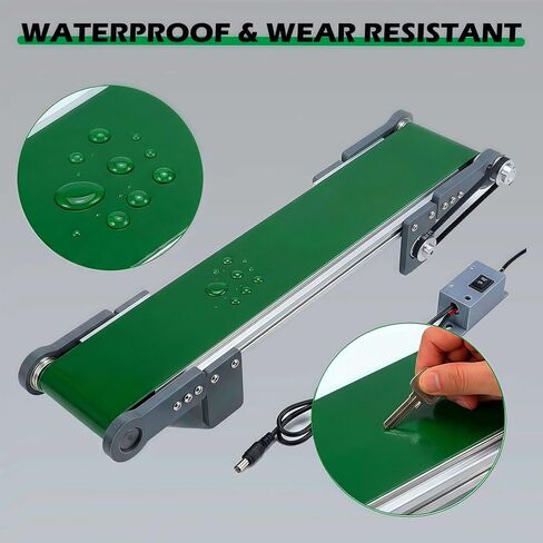 20 inch Electric Desktop Conveyor Belt 10x50CM, 0-167RPM with Forward and Reverse Switch Stepless Speed Adjustment PVC Belt Conveyor for Friction Experiment Model, Production Line, Home DIY in Saudi Arabia