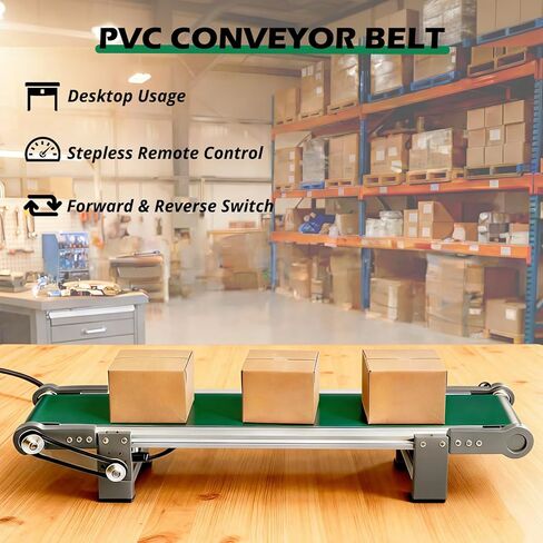 20 inch Electric Desktop Conveyor Belt 10x50CM, 0-167RPM with Forward and Reverse Switch Stepless Speed Adjustment PVC Belt Conveyor for Friction Experiment Model, Production Line, Home DIY in Saudi Arabia