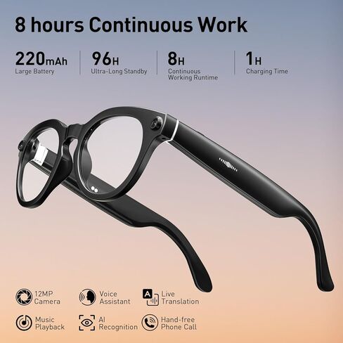 Smart Glasses for Men & Women – Bluetooth Glasses with Open Ear Speaker, HD Mic, Blue Light Blocking Lens in Saudi Arabia