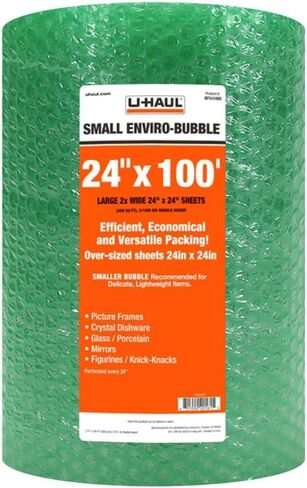 U-Haul Enviro-bubbble-Bulk Roll 100 'من حشوة وحماية الفقاعات الصغيرة للديكور الهش والأطباق والأواني الزجاجية والأطر والمزيد in Saudi Arabia