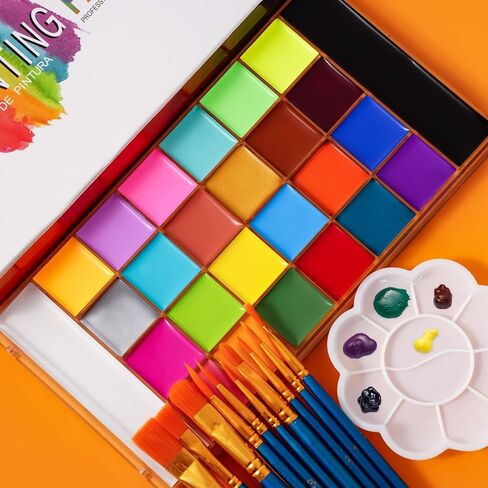 26 ألوان مجموعة طلاء جسم الوجه الاحترافية ، طقم الطلاء بالزيت وجسمه لجميع القديسين ، بما في ذلك 36 لونًا من الطلاء/ الطلاء/ فرش/ فرش/ مؤثرات خاصة ملصق للدم الهالوين/ مزيف الدم (مجموعة 2) in Kuwait