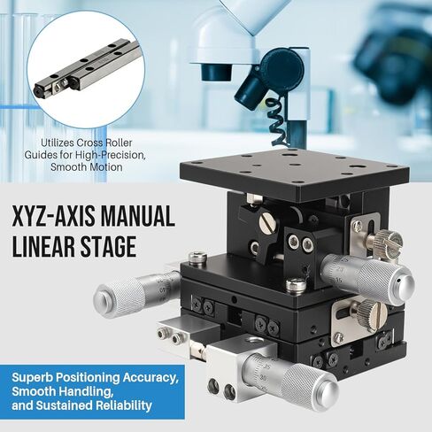 المرحلة الخطية اليدوية XYZ ذات 3 محاور، طاولة منزلقة لمنصة ضبط محمل التشذيب، طاولة رفع الإزاحة 60 × 60 مم لمراكز البحث والتطوير في المختبرات والتصنيع الدقيق in Kuwait