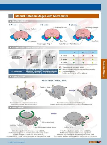 Manual Rotation Stage, MPositioning R80B-L Rotary Positioning Table 80 mm in Dia. of Platform Size, Ball Bearing Construction in Kuwait