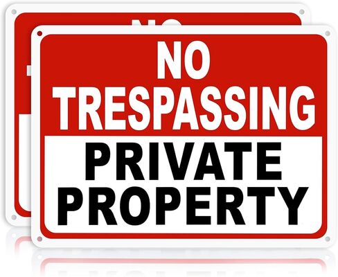 عبوتان من علامات عدم التعدي على الممتلكات الخاصة - ألومنيوم مقاوم للصدأ مقاس 10 × 7 بوصة، مطبوع بالأشعة فوق البنفسجية، طلاء عاكس، مقاوم للطقس وسهل التركيب، رؤية عالية لافتة عدم التعدي على ممتلكات الغير للمنزل أو العمل in Kuwait