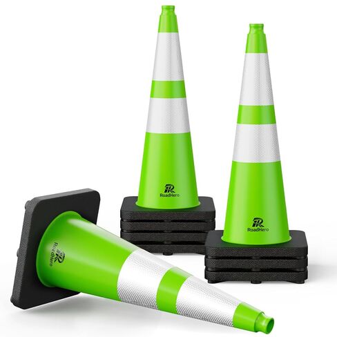 RoadHero 8 Pack 28 Inch 5.5 Lb Traffic Cones with Heavy Black Base, Orange Safety Cone with Reflective Collar for Parking Lot, Construction Work, Road Safety in Kuwait