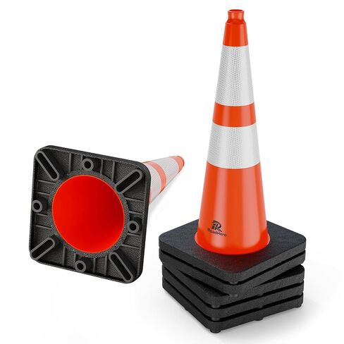 RoadHero 8 Pack 28 Inch 5.5 Lb Traffic Cones with Heavy Black Base, Orange Safety Cone with Reflective Collar for Parking Lot, Construction Work, Road Safety in Saudi Arabia