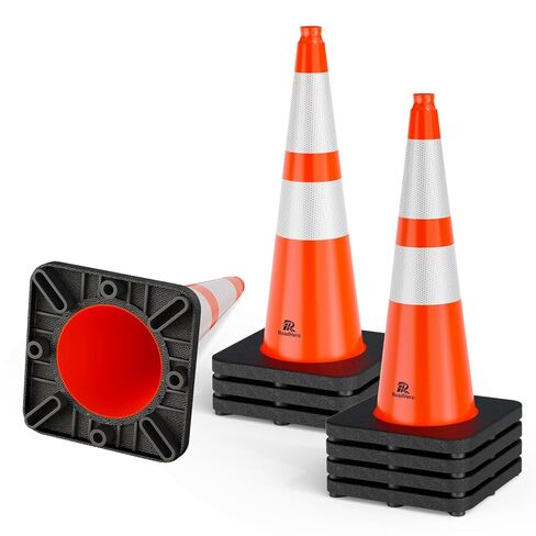 RoadHero 8 Pack 28 Inch 5.5 Lb Traffic Cones with Heavy Black Base, Orange Safety Cone with Reflective Collar for Parking Lot, Construction Work, Road Safety in Saudi Arabia