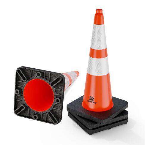 RoadHero 8 Pack 28 Inch 5.5 Lb Traffic Cones with Heavy Black Base, Orange Safety Cone with Reflective Collar for Parking Lot, Construction Work, Road Safety in Saudi Arabia