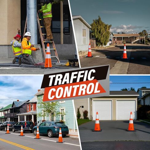 RoadHero 8 Pack 28 Inch 5.5 Lb Traffic Cones with Heavy Black Base, Orange Safety Cone with Reflective Collar for Parking Lot, Construction Work, Road Safety in Saudi Arabia