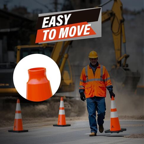 RoadHero 8 Pack 28 Inch 5.5 Lb Traffic Cones with Heavy Black Base, Orange Safety Cone with Reflective Collar for Parking Lot, Construction Work, Road Safety in Saudi Arabia