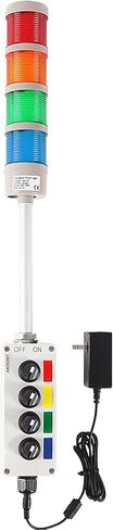 4-Stack LED Andon Tower Signal Light، أحمر / أصفر / أخضر / أزرق، تشغيل / إيقاف، مفتاح محدد ABB، متوسط ​​محول طاقة صناعي جيد بطول 6 أقدام و32 قدمًا، سلك تمديد، تصنيف IP65، التوصيل والتشغيل in Kuwait