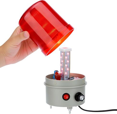 QWORK Industrial LED Rotating Warning Light, 110V AC Red Beacon Strobe for Public Emergency Alarms, Safety Siren Adjustable Volume in Saudi Arabia