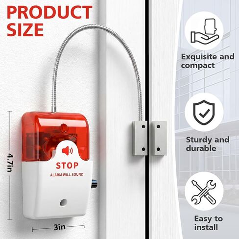 Konohan Exit Stopper Door Alarm with 110db Siren, Emergency Door Alarms When Opened, Easy Installation, Battery Powered, Magnetic Sensor for Unauthorized Entry Prevention Commercial Warehouse Retail in Saudi Arabia