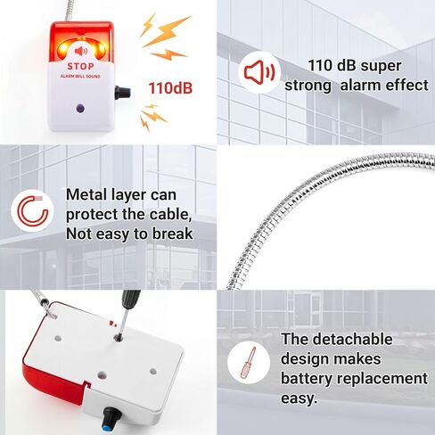 Konohan Exit Stopper Door Alarm with 110db Siren, Emergency Door Alarms When Opened, Easy Installation, Battery Powered, Magnetic Sensor for Unauthorized Entry Prevention Commercial Warehouse Retail in Saudi Arabia